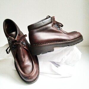 Weekend by Max Mara Vintage Brown Leather Lug Sole Lace Up Ankle Boots Sz 6.5